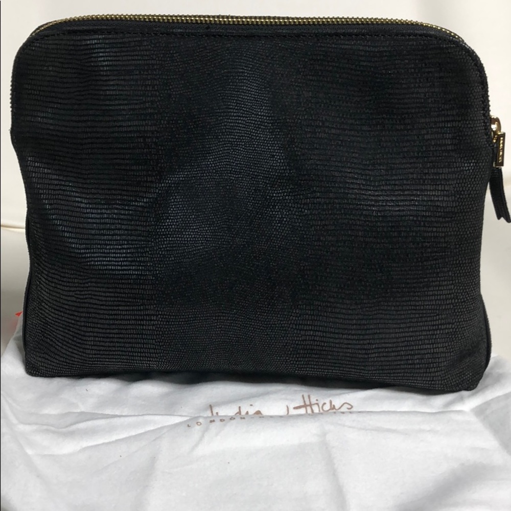 The “Insider “Black Lizard India Hicks Clutch NWOT